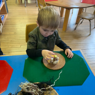 Boy learning at Montessori Preschool Abbotsford